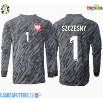 Camisa de time de futebol Polónia Wojciech Szczesny #1 Goleiro Replicas 2º Equipamento Europeu 2024 Manga Comprida